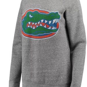 Pressbox Heather Gray Sweatshirt with Colorful Gator Emblem